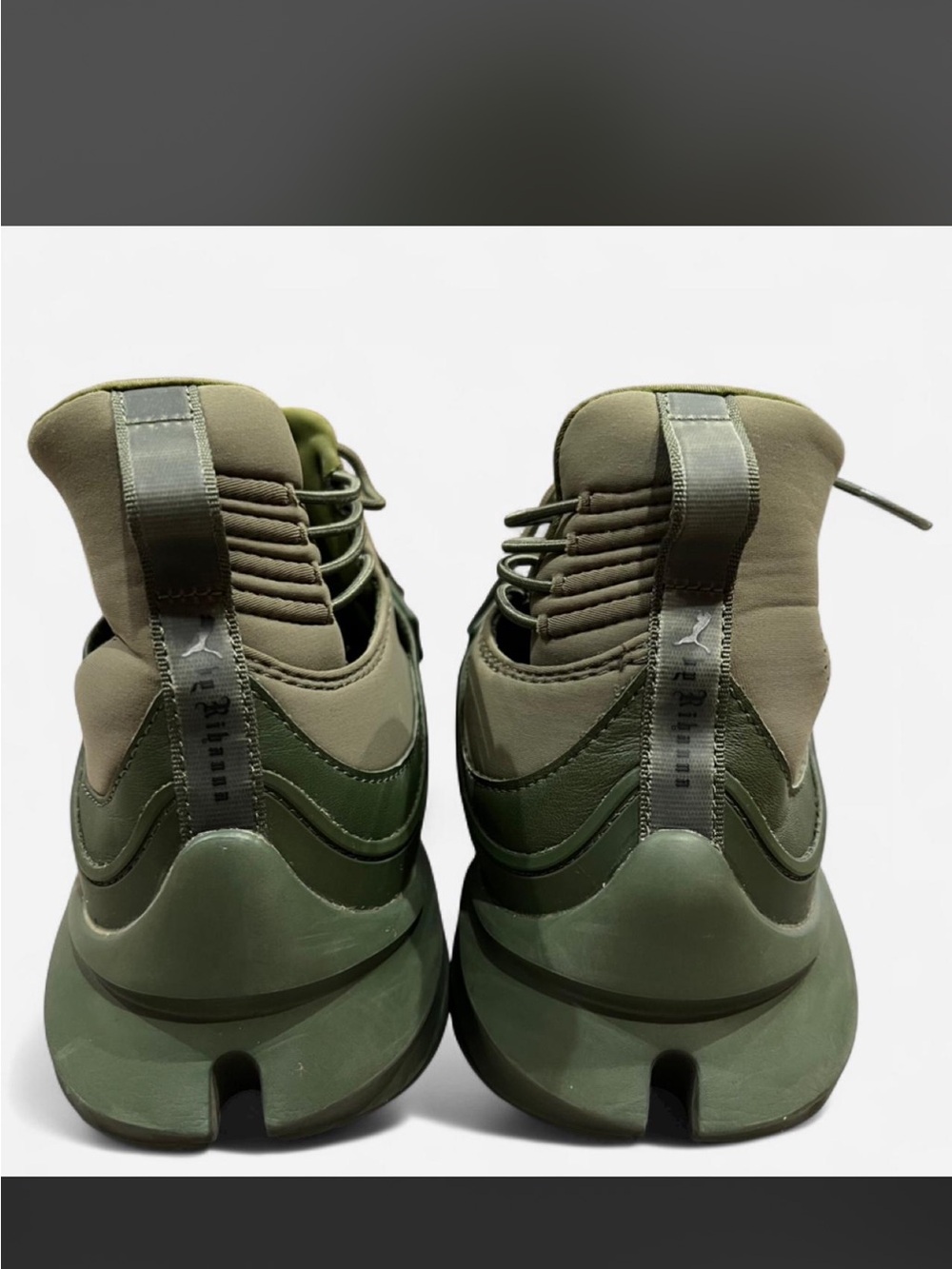 Puma x Rihanna Fenty Olive Green Mid Athletic Sneakers Size 8 - Picture 5 of 8